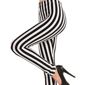Verabella Women's Black White Striped Stretchy Leggings